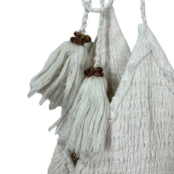 Free People Sundrenched Mini Dress Medium White Beach Boho Casual Gauzy Tie - Picture 5 of 11